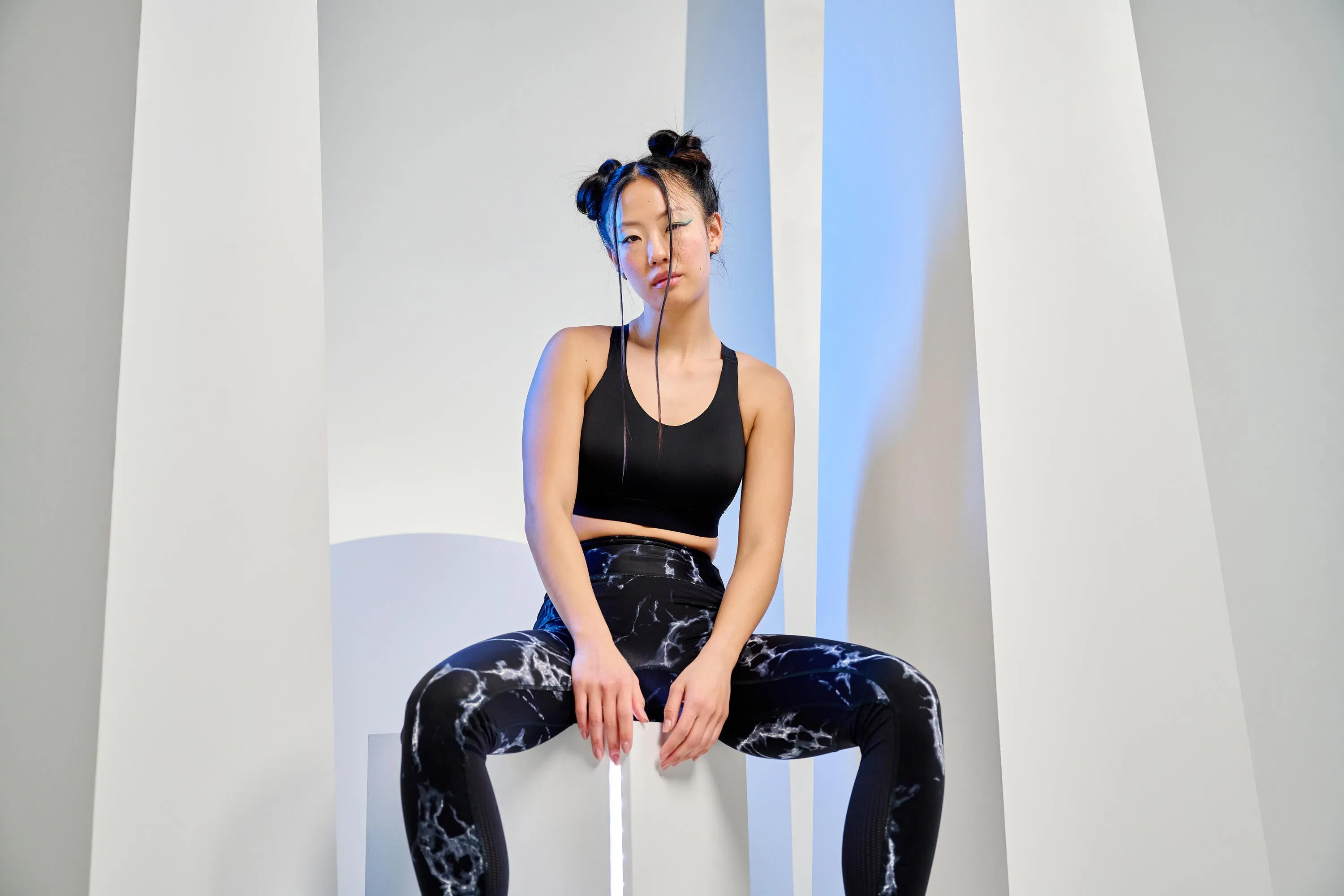 Women's High-Waisted Cardio Fitness Leggings - Marble Print