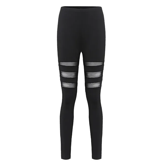 ZANZEA Sexy Mesh Workout Insert Leggings Women Fitness Color Block High Waist Leggings Casual Leggings Plus Size Black Pants